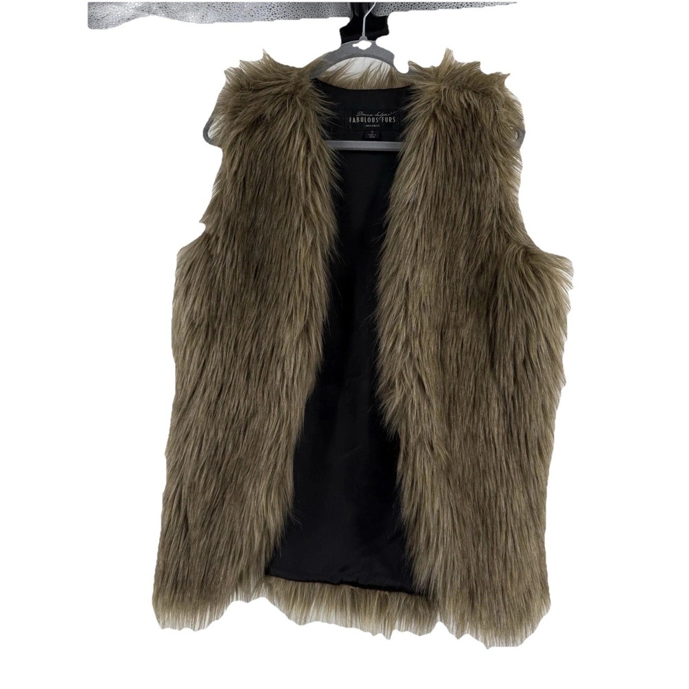 Donna Salyers' Fabulous Furs‎ Ladies Brown Faux Fox Fur Vest Size Small